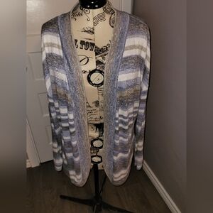 🧡 Blue and gray striped cardigan
